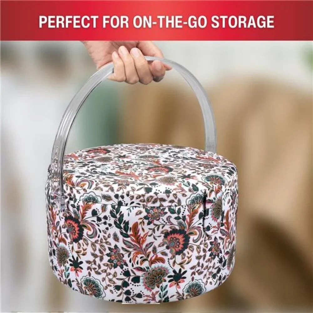 SINGER Premium Round Large Sewing Basket with Matching Zipper Pouch | 30% More